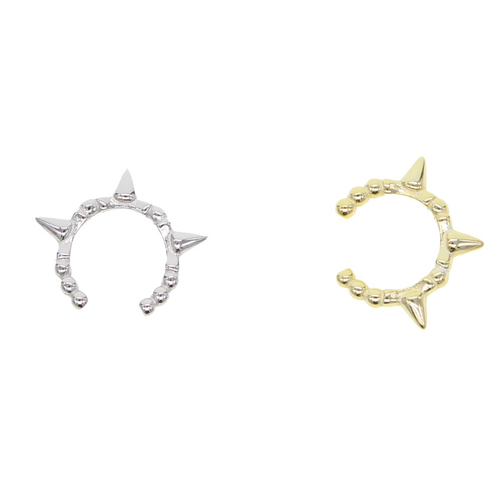 1 PIECE 925 sterling silver tiny cute spikes circle beaded band simple minimal ear cuff no piercing clip on earring