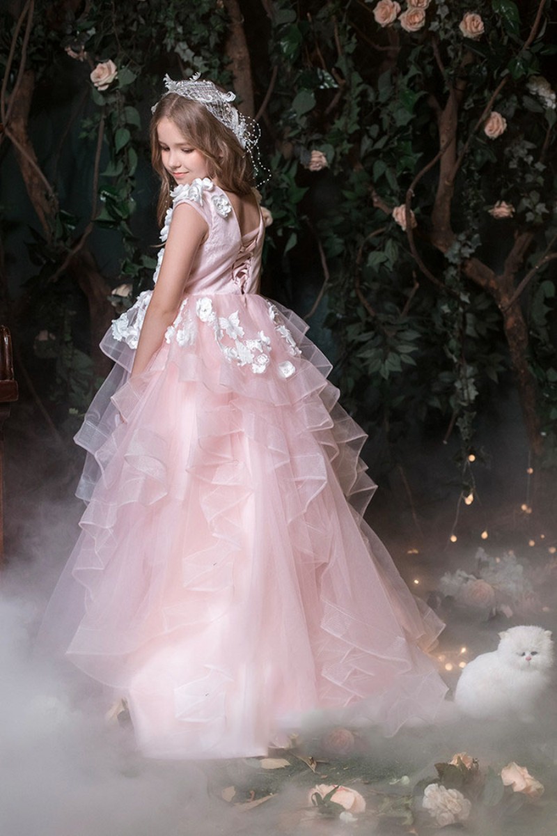 Lovey Holy Lace Princess Flower Girl Dresses 2019 Ball Gown First Communion Dresses For Girls Sleeveless Tulle Toddler Pageant Dresses