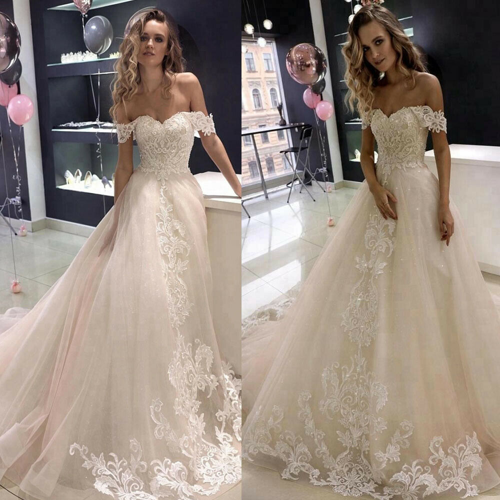 plus summer beach wedding gowns off shoulder lace appliqued bridal dress sweep train backless bohemiantulle wedding dress