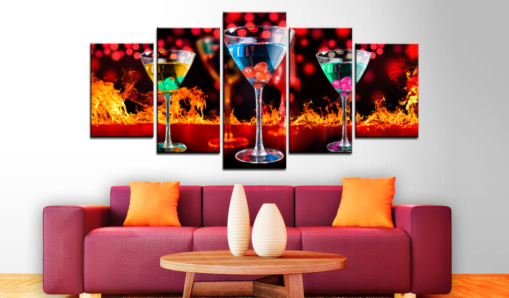 5 Pcs No Framed Wall Art Paintings Prints Bar Restaurant Fruit Drink Cocktail Wall Art Picture Canvas Paintings Wall Decorations ,Choose Col