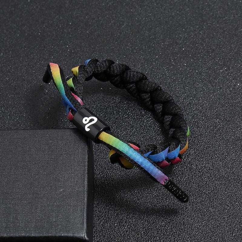 New 12 Constellation Colorful Rainbow Cute Lion reflective Lovers Rope Woven Bracelets Bangles VSCO Girl Friendship Shoelaces Wrap Bangle