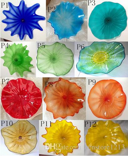 Murano Flower Chandelier Lamps Art Decorative Hand Blown Glass Plates Led Light Fixtures