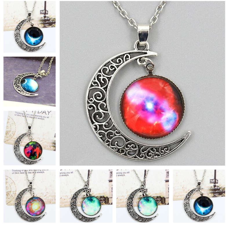 Interstellar gemstone necklace, alloy jewelry wholesale Moon Pendant DJN199 mix order Pendant Necklaces jewelry