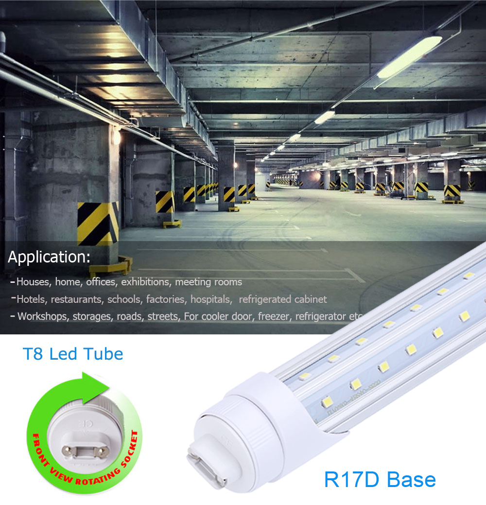 V Shaped Double row 8ft T8 rotatable Led Light Tubes R17D Rotating T8 Led bulbs 65W 45W Shop Light Warehouse Light