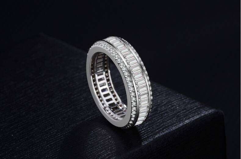 Victoria Wieck Luxury Jewelry Real 925 Sterling Silver Full Princess Cut White Topaz CZ Diamond Gemstones Promise Circle Wedding Band Ring