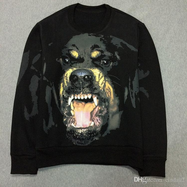 New Autumn Winter Fashion Brand Men Hoodies Casual Hoodie Male Fleece DOG Head Printed Mens long sleeve shirts