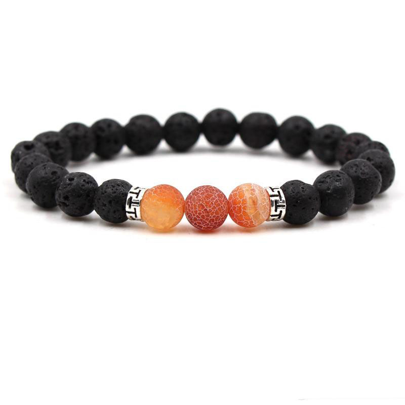 7 Style Black Lava Stone Volcanic Stone Weathered Agate Stone Colorful Chakra Yoga Bracelets Stretch Bracelets