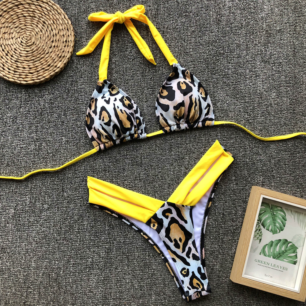 Women Sexy Leopard Bikinis2020 new swimwear women swimsuit beach bathing suit sexy brazilian bikini set Top High Cut Swimsuit