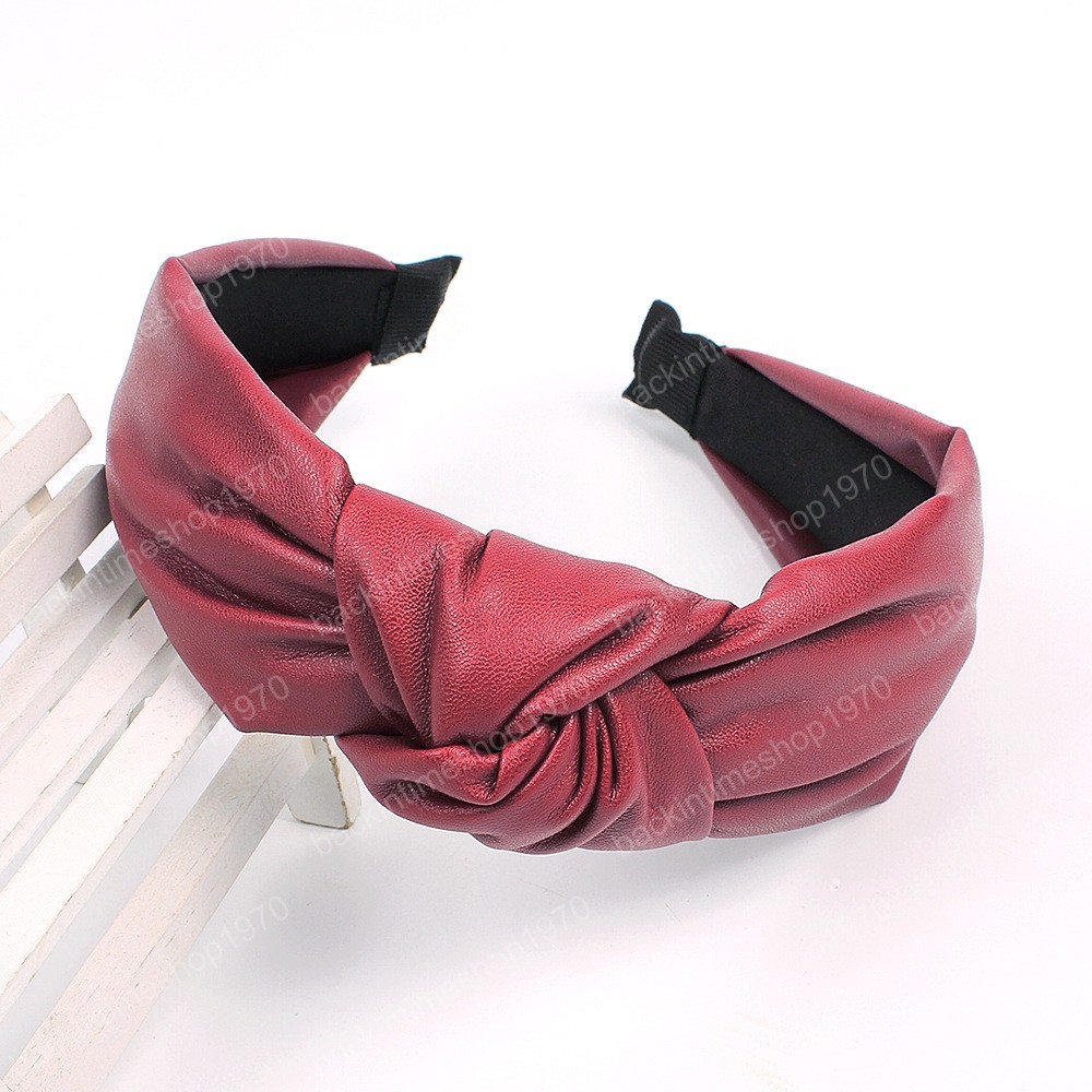 Fashion PU Leather Knotted Hairband Headband Women Hair Head Hoop Bands Accessories For Girls Hair Ornament Hairbands Headdress