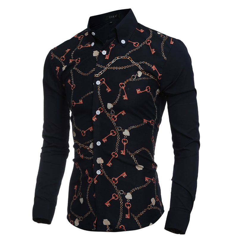 2020 Fashion Key & Chain Prints Mens Dress Shirts Long sleeve Slim Fit Casual Social Camisas Masculinas for Man Chemise homme, As pic
2020 Fashion Key & Chain Prints Mens Dress Shirts Long sleeve Slim Fit Casual Social Camisas Masculinas for Man Chemise homme, As pic