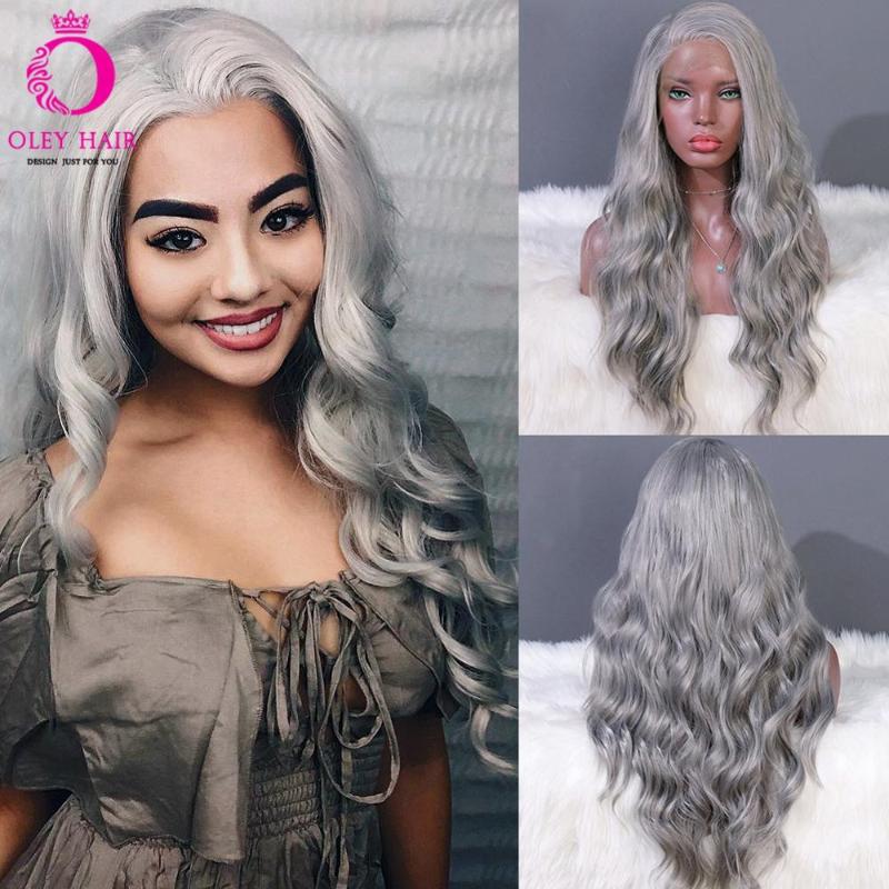 OLEY Hair Heat Resistant Wavy Synthetic Lace Front Wig High Density Long Grey Wig Glueless Cosplay Wigs For Black Women, Grey color
OLEY Hair Heat Resistant Wavy Synthetic Lace Front Wig High Density Long Grey Wig Glueless Cosplay Wigs For Black Women, Grey color