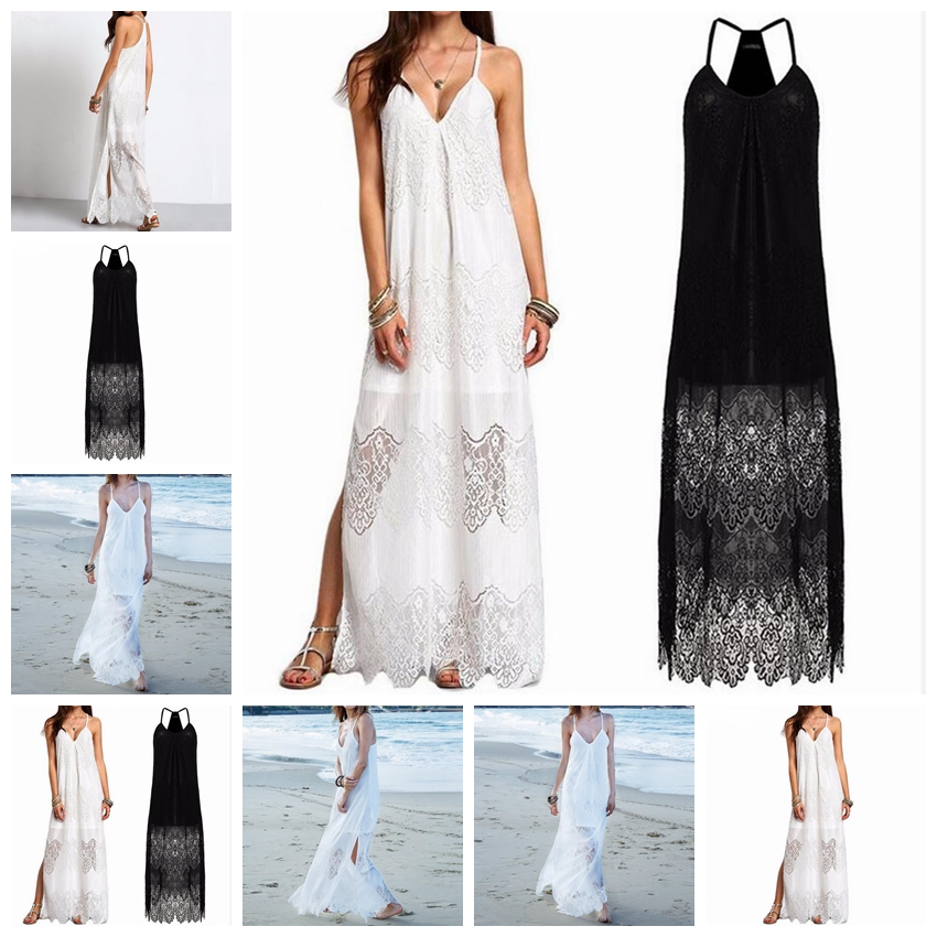dress 2021 European American fashion solid color lace V-neck stitching sexy sleeveless beach skirt, Black
dress 2021 European American fashion solid color lace V-neck stitching sexy sleeveless beach skirt, Black