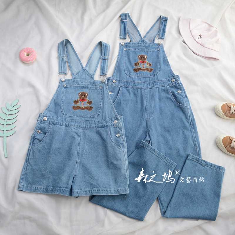 Cute Bear Embroidery Women' Denim Jumpsuit Suspender Straps Trousers Overall Shorts Kawaii Girl Loose Pants
Cute Bear Embroidery Women' Denim Jumpsuit Suspender Straps Trousers Overall Shorts Kawaii Girl Loose Pants