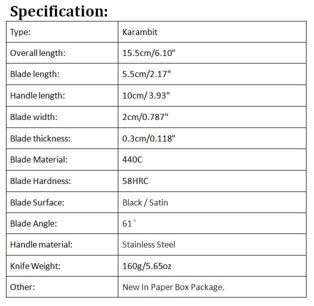 Top Quality 2 Handles Colors Karambit Claw Knife 440C Black / Satin Blade Stainless knife Steel Handle EDC Pocket Knives Gift Knife