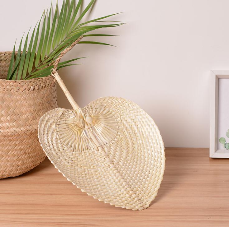 50pcs Palm Leaves Fans Handmade Wicker Multicolor Palm Fan Traditional Chinese Craft Home Decoration Gifts SN2683