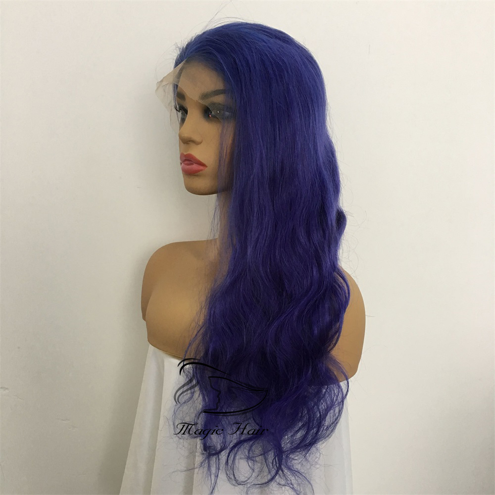 Full Lace Human Hair Wigs Purple Color Natural Wave Brazilian Virgin Human Hair Lace Front wig With Baby Hair Glueless