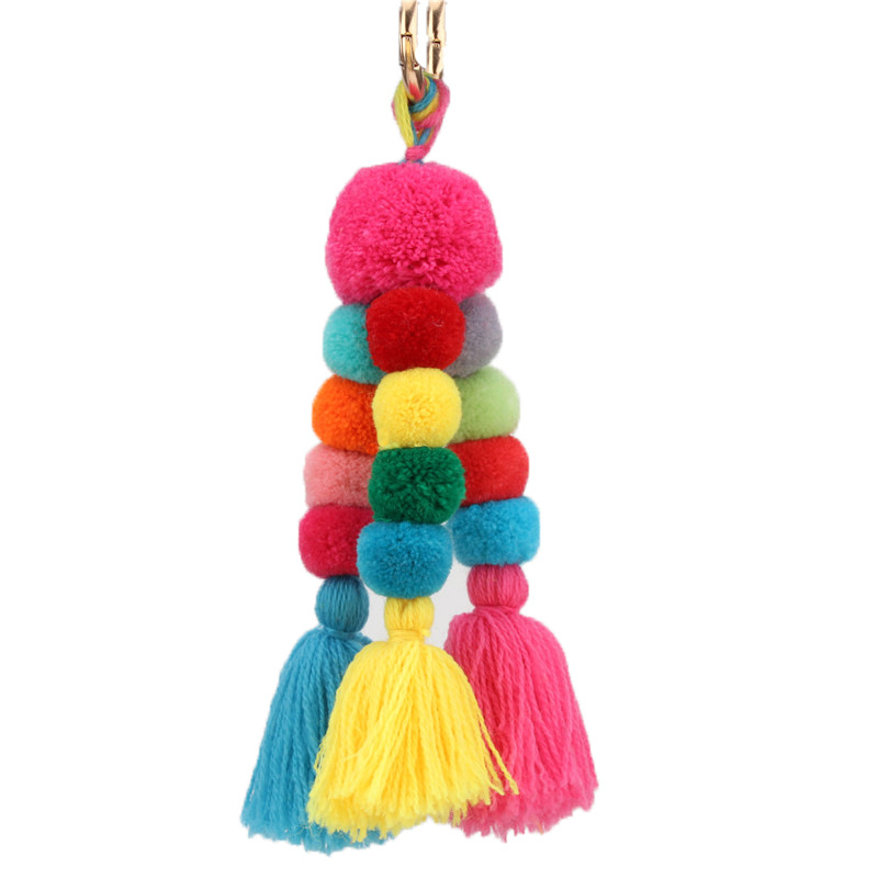 bag charm RE Cute Pompon Pom Pom Keychain Tassel Pompom Trinket Car Key chain Accessories Key ring Women bag charm J2835