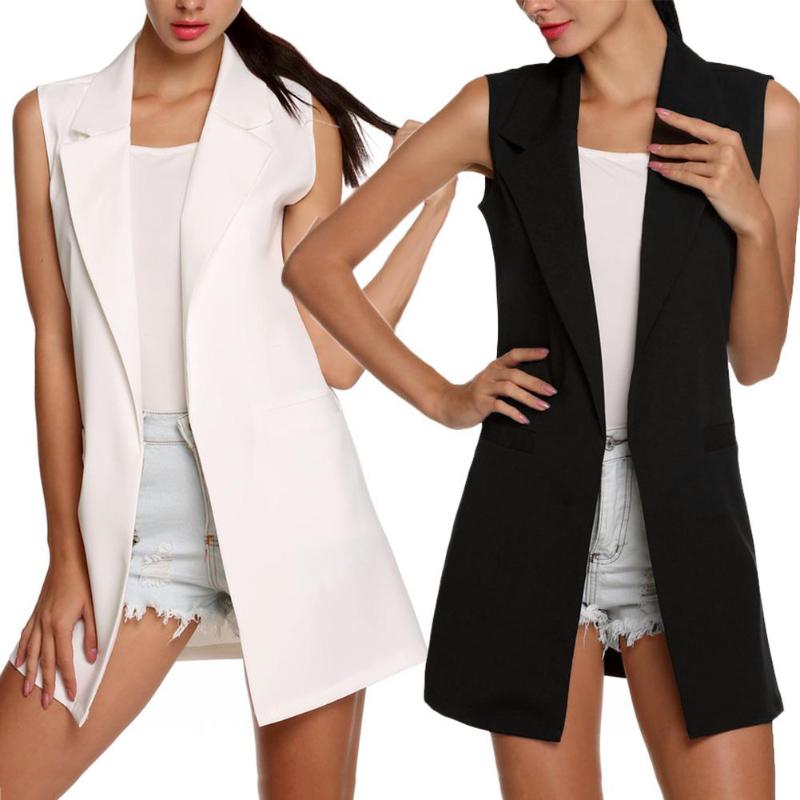 Fashion Summer Women Office Solid Color Sleeveless Slim Long Lapel Pocket Waistcoat Formal Vest, Black
Fashion Summer Women Office Solid Color Sleeveless Slim Long Lapel Pocket Waistcoat Formal Vest, Black