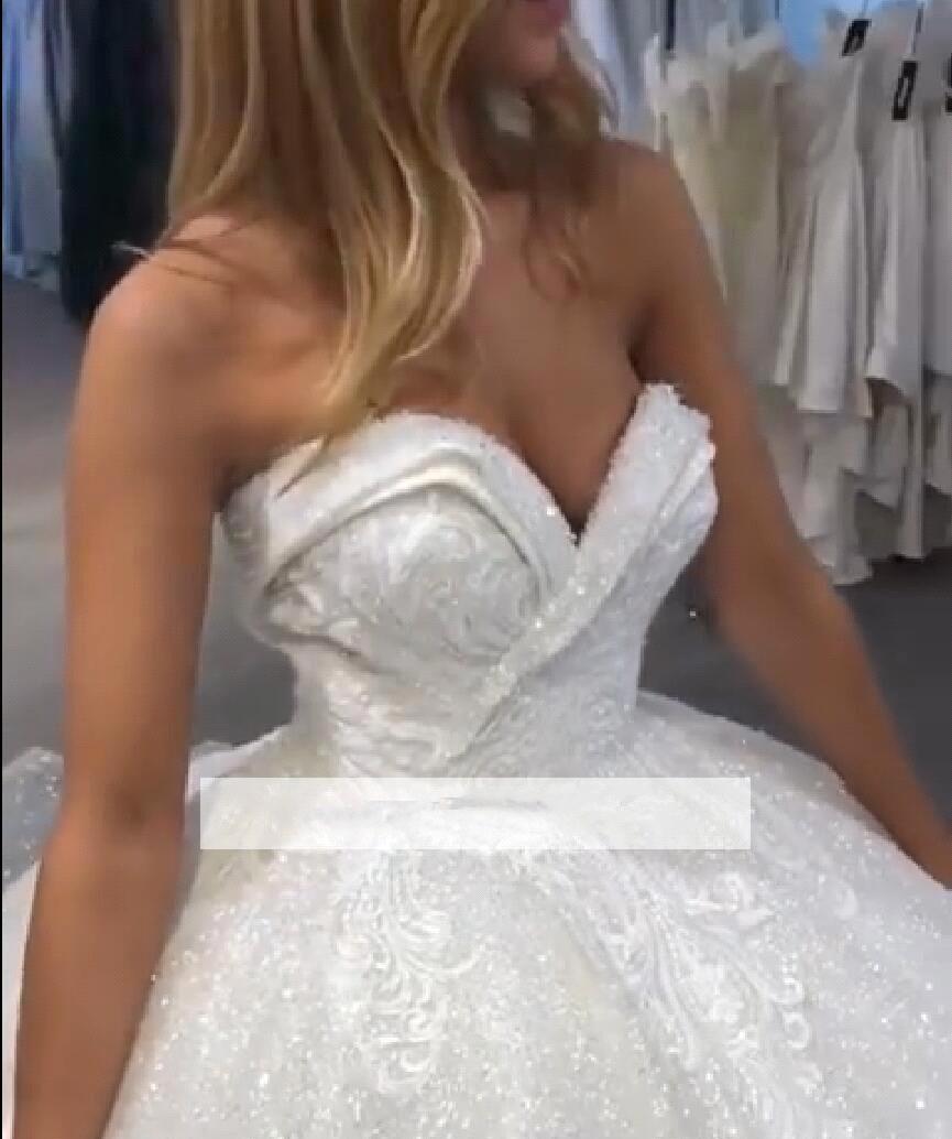 Dubai Arabic Sparkly Plus Size Luxurious Ball Gown Dresses Sweetheart Lace Wedding Dress Bridal Gowns Vestidos De Noiva