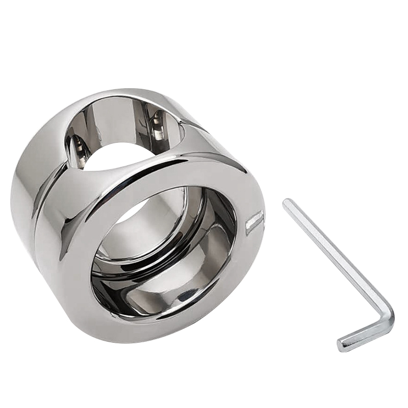 Height 40mm heavy stainless steel Ball Scrotum Stretcher penis cock ring metal Locking pendant erection CBT Chrome male sex toy T200511