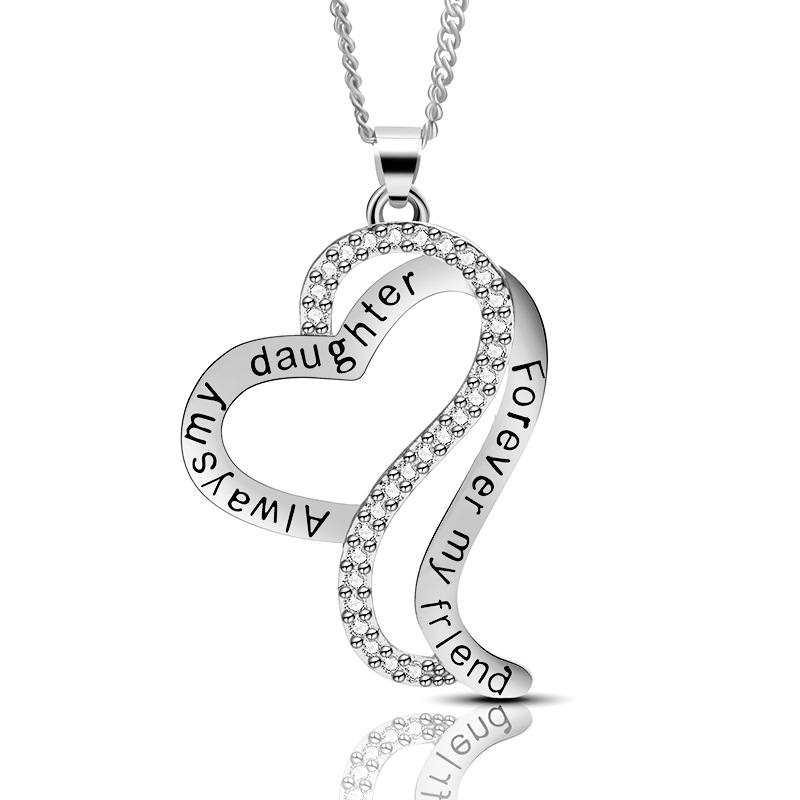 "Alwaysmy daughter forever my frlend" infinite heart pendant necklace, fashion women's and girls' jewelry, Easter anniversary Moth