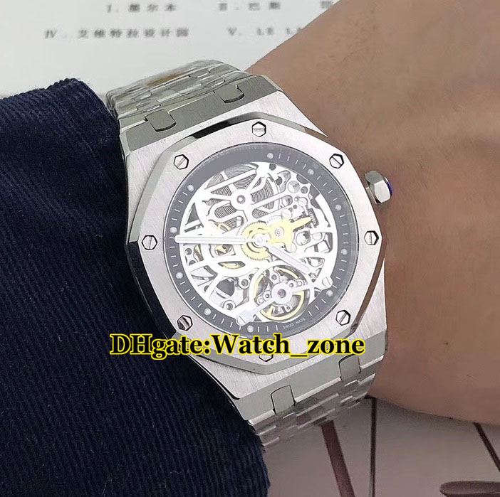 new 26518or silver skeleton tourbillon automatic carved movement mens watch steel case stainless steel band gents watches watch_zone, Slivery;brown
new 26518or silver skeleton tourbillon automatic carved movement mens watch steel case stainless steel band gents watches watch_zone, Slivery;brown