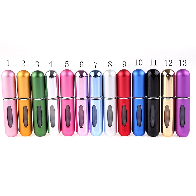 5ML Refillable Perfume Spray Bottle Aluminum Spray Atomizer Portable Travel Cosmetic Container Perfumes Bottles 12 Colors