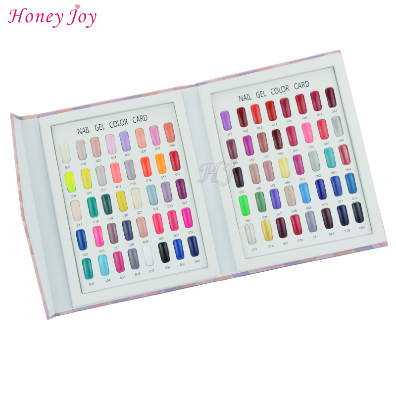 Nail Practice & Display Professional 80 Colors Fan Shaped Feather Pattern Gel Polish Card Book Chart With False Tips Art Salon 1 Set