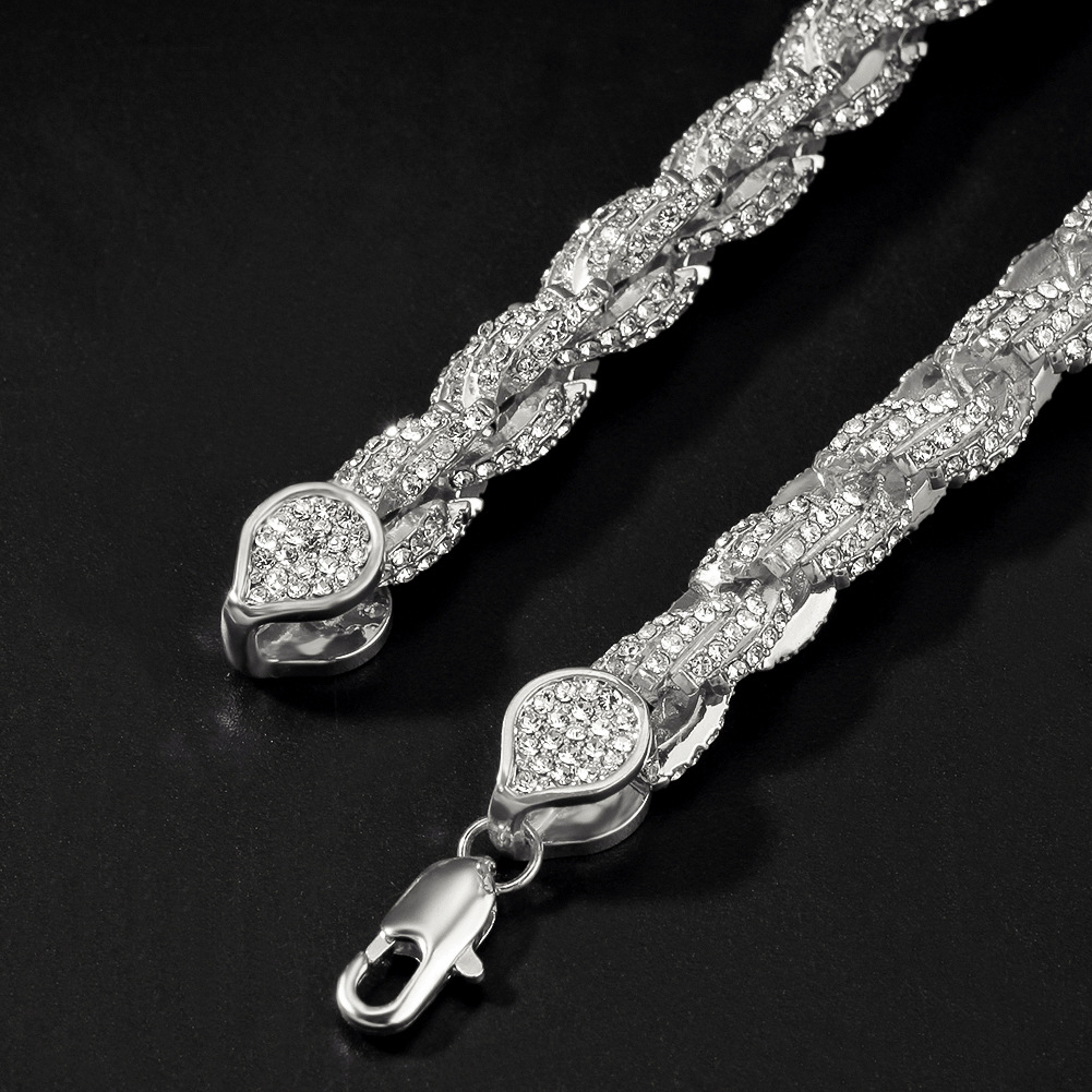 Hip Hop Iced Out ed Rope Chain Bracelet for Men Rosegold Silver Gold Plated HipHop Rock Style Pulseiras Femininas
