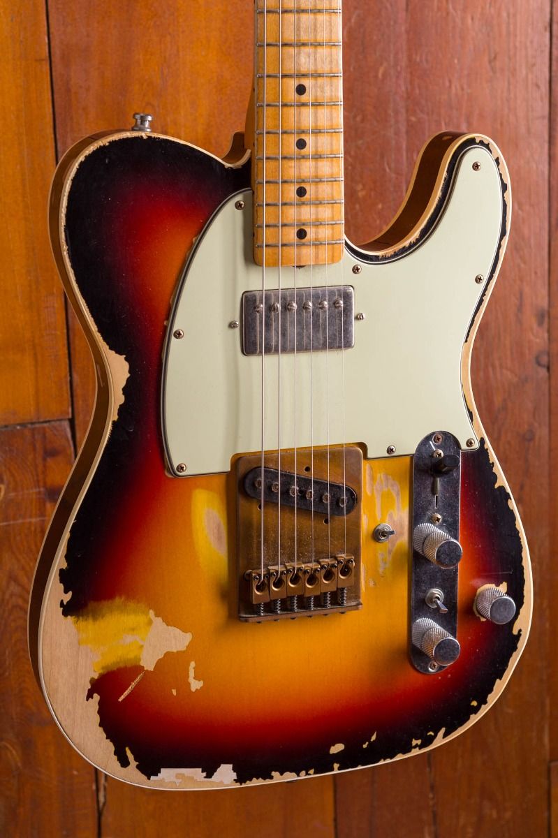 Masterbuilt Andy Summers Tribute Heavy Distressed Vintage Sunburst 1961 Style Electric Guitar - Upgraded with Active Wires Coil Split