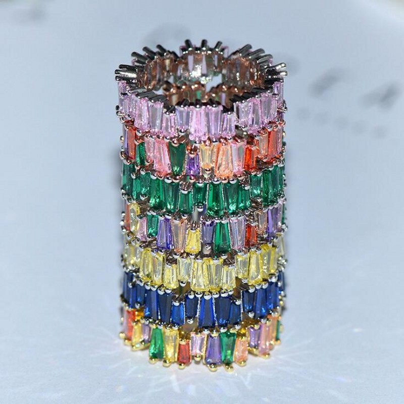 2019 New Top Selg Choucong Jewelry Sterg Sier&Rose Gold Fill T Princess Cut Topaz CZ Dia Party Eternity Women Ring 9039