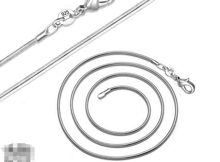 925 Sterling Silver Plated Snake Chain Necklaces for Woman Lobster Clasps Smooth Chain Statement Jewelry Size 1mm 16 18 20 22 24 inch GB1290