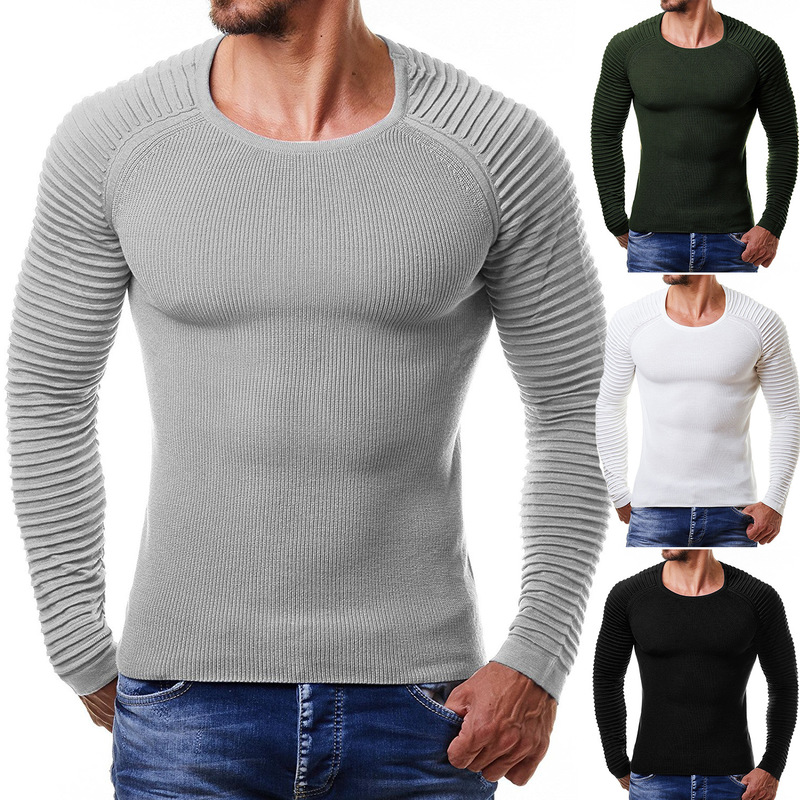 2019 Foreign Trade Men's Slim Casual Knit Round Neck Pullover Ribbed Striped Sleeves European and American Men's Sweater, White
2019 Foreign Trade Men's Slim Casual Knit Round Neck Pullover Ribbed Striped Sleeves European and American Men's Sweater, White