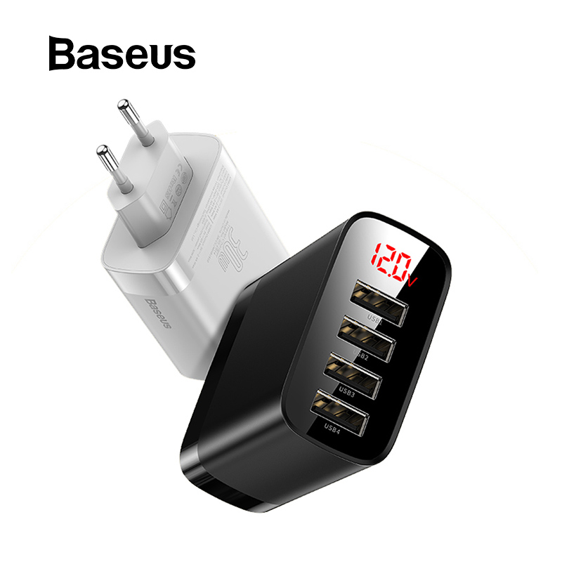 Baseus 4 Ports USB Charger 30W Digital Display Phone Charger For iPhone 11 Xiaomi Redmi Note 8 Pro Samsung S10 Plus Tablet
Baseus 4 Ports USB Charger 30W Digital Display Phone Charger For iPhone 11 Xiaomi Redmi Note 8 Pro Samsung S10 Plus Tablet