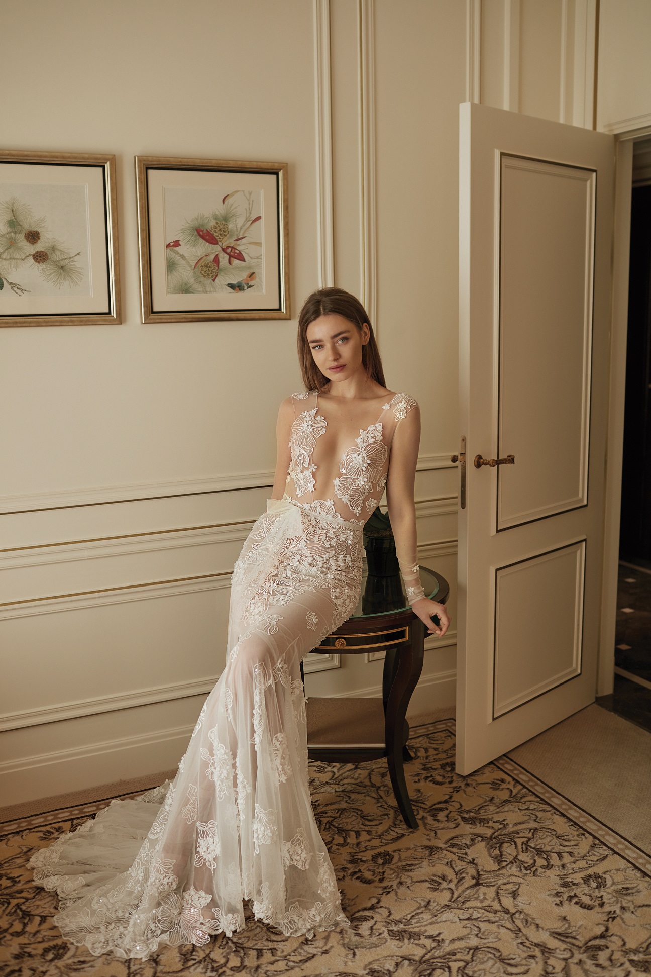 Illusion Mermaid Wedding Dresses Boho Sweep Train V Neck Lace Applique Beach Wedding Dress 2020 Long Sleeve Robes De Mariée