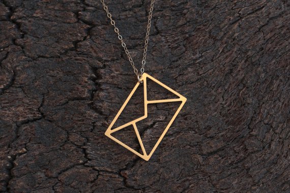 30PCS Tiny Geometric Paper Origami Envelope Necklace I love You Letter Email Message Necklace Triangle Square Rectangle Necklaces