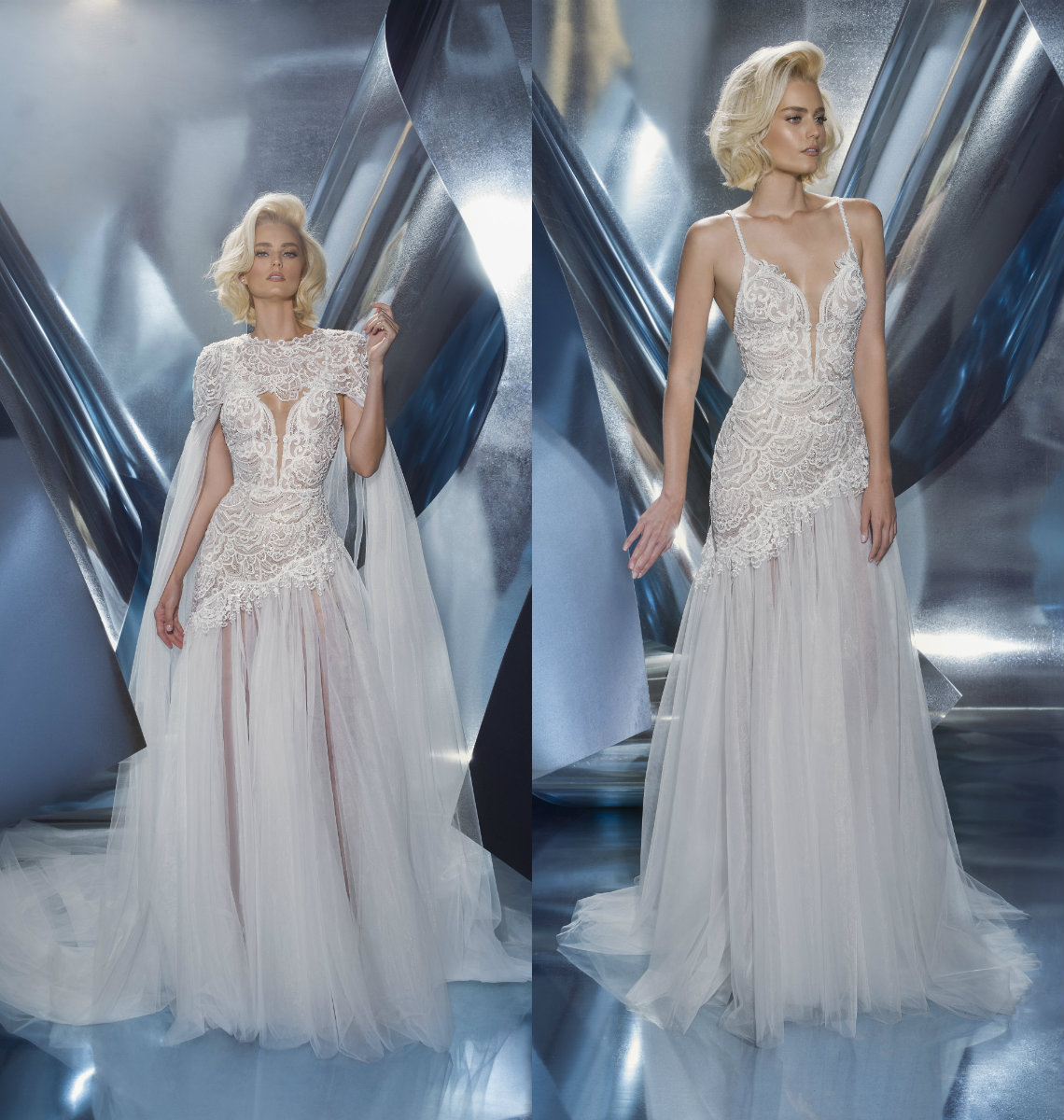 2019 Gorgeous Mermaid Wedding Dresses With Wrap Spaghetti Lace Appliques Dany Mizrachi Beach Wedding Dress Sweep Train Country Bridal Gowns