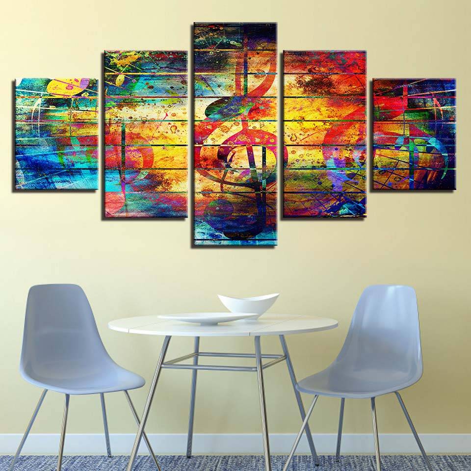 Prints Decor For Living Room Poster 5 Pcs Music Notation Abstract Painting Wall Art Modular Pictures Canvas Artworks (No Frame)