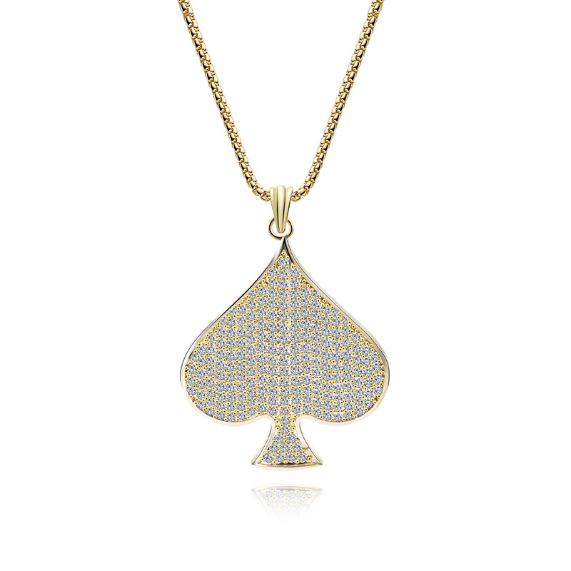 Pendant Necklaces 2021 Fashion Personality Hip Hop Night Club Men's Playing Card Heart Necklace Gold Color Shine Zircon Jewelry
Pendant Necklaces 2021 Fashion Personality Hip Hop Night Club Men's Playing Card Heart Necklace Gold Color Shine Zircon Jewelry
