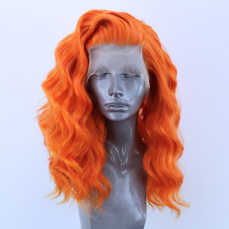 Hot selling orange lace front wigs full hand tied black/brown/burgundy red color deep wave wigs for african americans