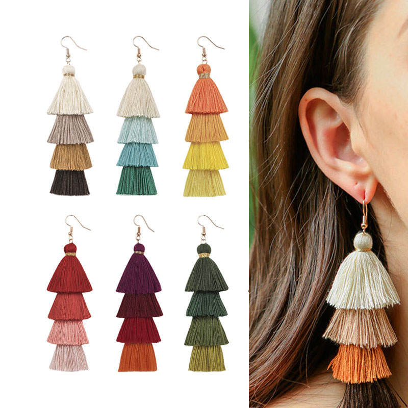 Bohemia Contrast color tassel earrings multilevel line tassel women earrings dangle chandelier fashion jewelry will and sandy jewerly, Silver
Bohemia Contrast color tassel earrings multilevel line tassel women earrings dangle chandelier fashion jewelry will and sandy jewerly, Silver