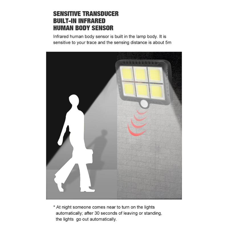 COB 120 LED solar lamp Motion Sensor Waterproof Road garden light street lamp Stand Outdoor Night Lighting