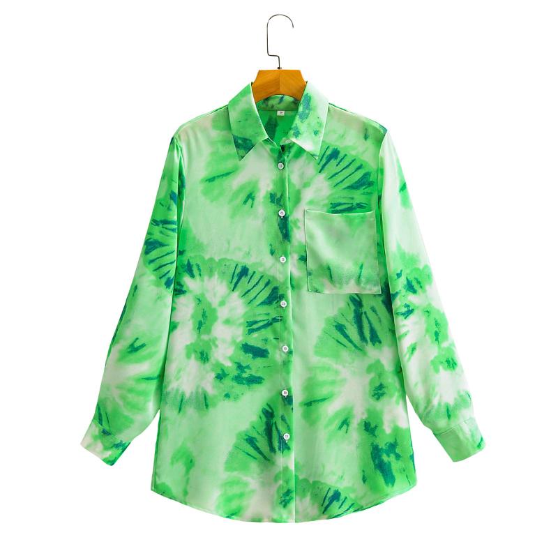 Spring Autumn Shirts Women Turn-down Collar Green Tie-dye Print Full Sleeve Blouses Fashion Casual Loose Lady Tops Streetwear
Spring Autumn Shirts Women Turn-down Collar Green Tie-dye Print Full Sleeve Blouses Fashion Casual Loose Lady Tops Streetwear