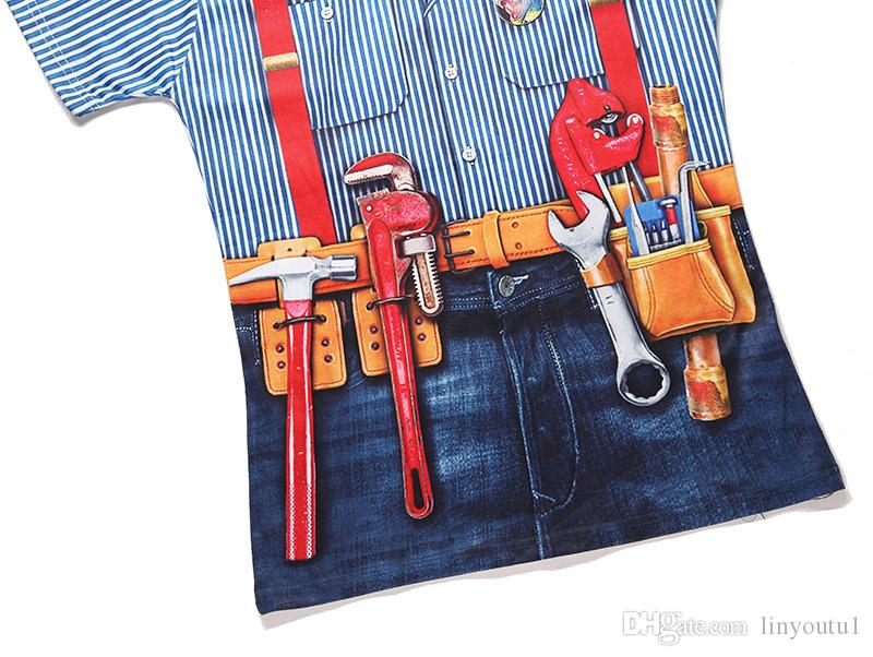 hot sale Mr.1991INC New Fashion Designed T-shirt Men/Women Fake Two Pieces 3d T shirt Print Tooling Stripes Shirts Summer Tops Tees