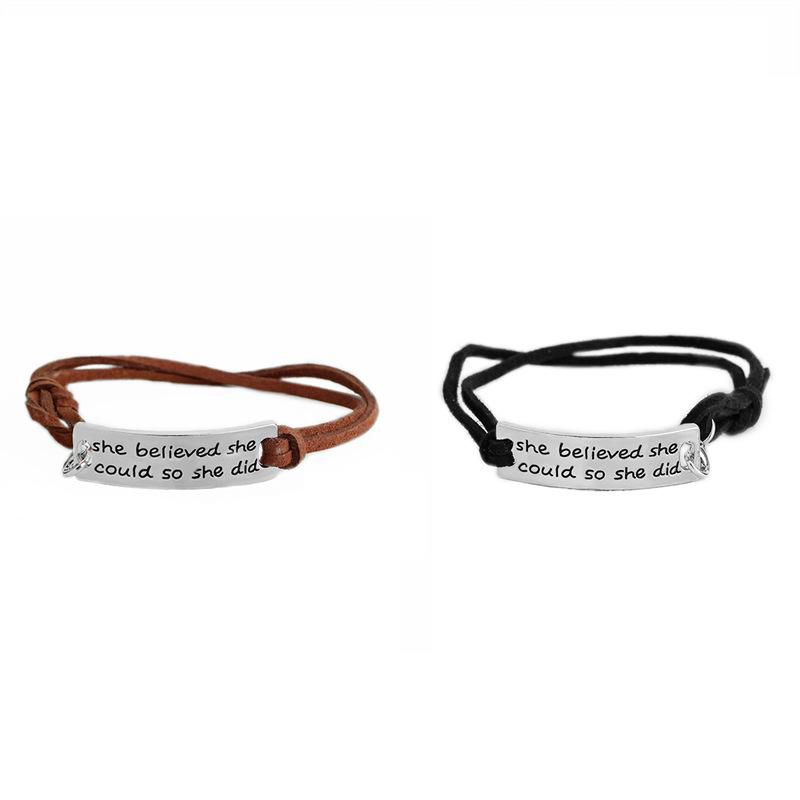She believed she could so She did Inspirational bracelets Letter word charm Black Brown velvet Rope Wrap Bangle For women Men Jewelry
She believed she could so She did Inspirational bracelets Letter word charm Black Brown velvet Rope Wrap Bangle For women Men Jewelry