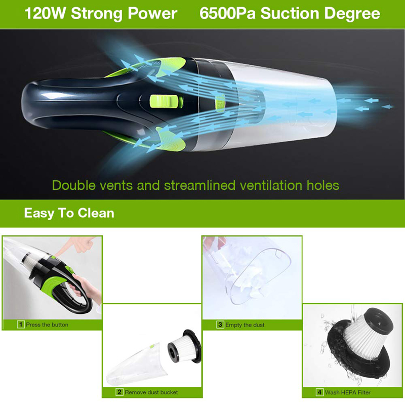 Portable Wireless Car Vacuum Cleaner USB Charging Handheld Wet Dry Dual Use For Auto Home Office