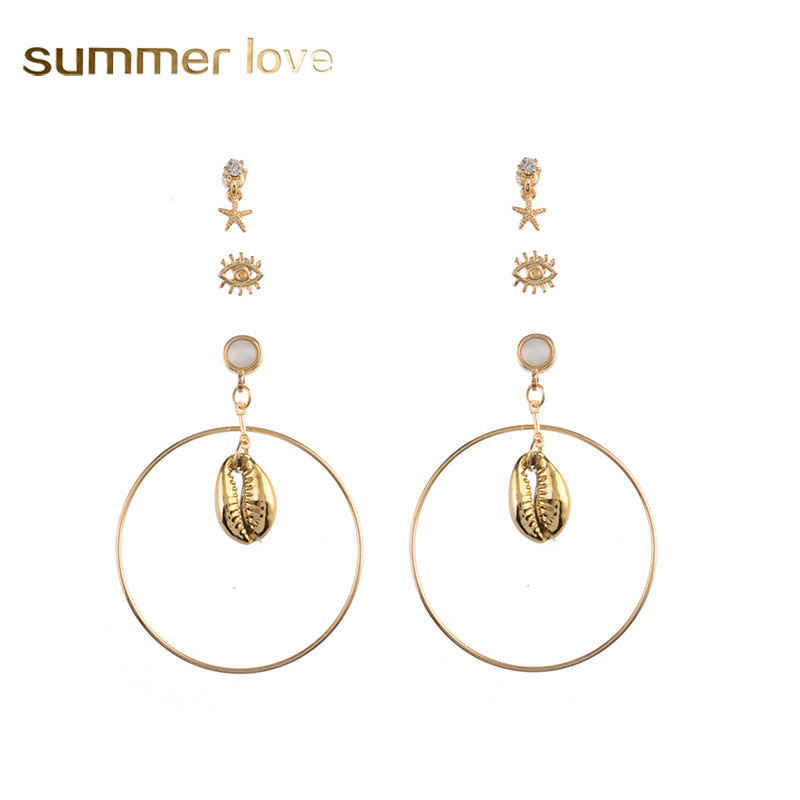 3Pcs/Set Shell Starfish Dangle Earring for Women Europe America Exaggerated Gold Plating Alloy Big Hoop Earring Summer Beach Jewelry
3Pcs/Set Shell Starfish Dangle Earring for Women Europe America Exaggerated Gold Plating Alloy Big Hoop Earring Summer Beach Jewelry