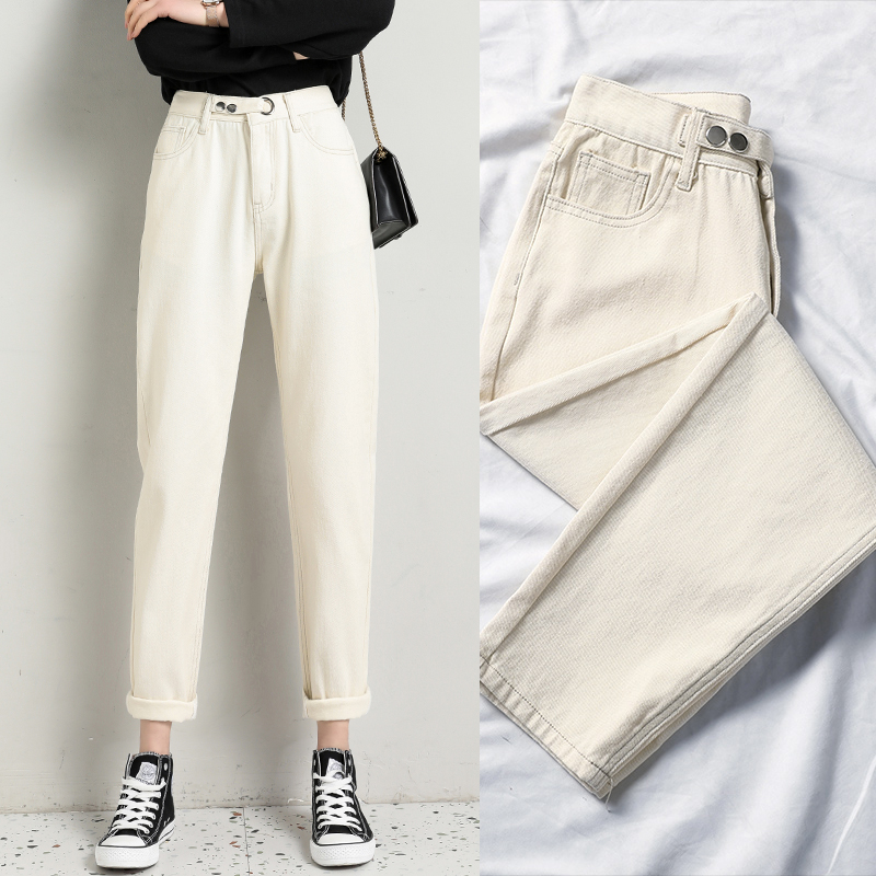 Women's Jeans Denim Women With Retro Waisted Jean Haren Pants In Regular Fit Ankle-length High Waist Womens Streetwear Blue