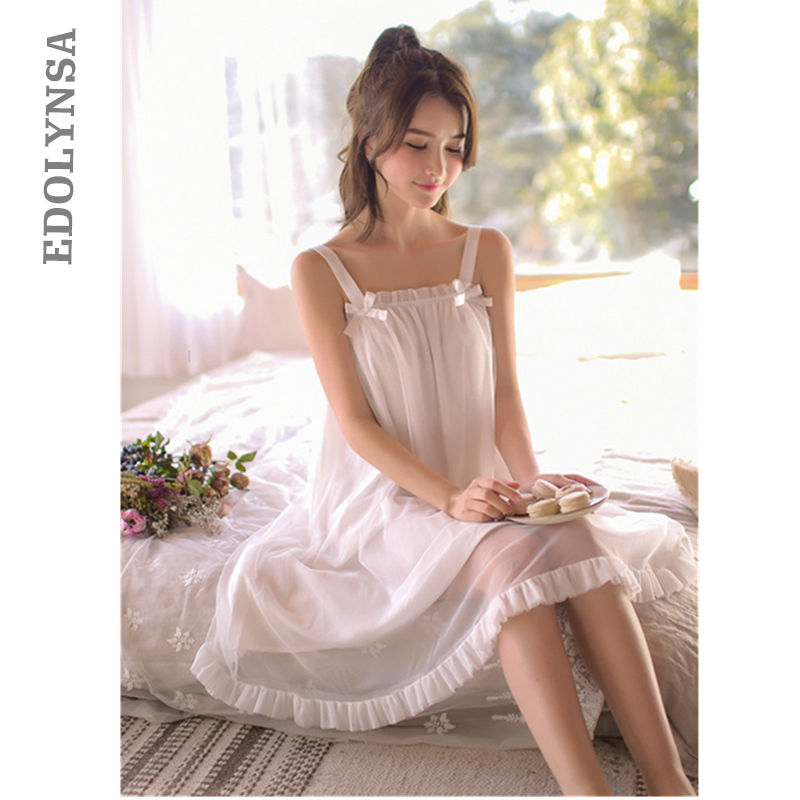 Sexy Nightwear Lingerie Women Sleeveless Strap Cold Shoulder Ruffle Laced Sleeping Dress Summer Organza Cotton Night Gown T133, Blue
Sexy Nightwear Lingerie Women Sleeveless Strap Cold Shoulder Ruffle Laced Sleeping Dress Summer Organza Cotton Night Gown T133, Blue