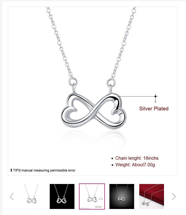 Christmas gift 8 characters necklace sterling silver plate necklace SN148, brand new fashion 925 silver pendant necklace factory direct sale